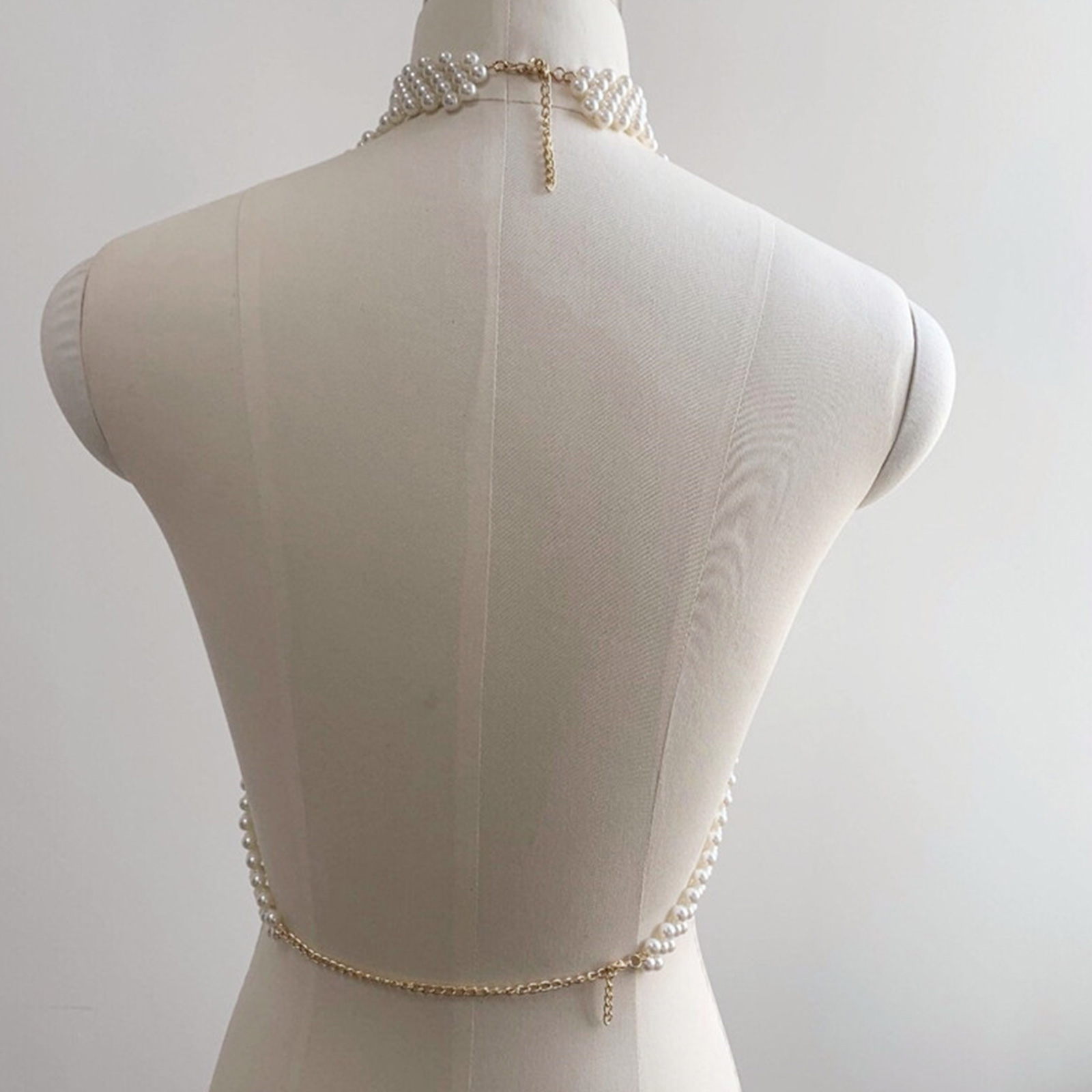 CHAOMA Women Layered Pearl Body Chain Choker Necklace Harness Sexy Bikini Body Jewelry - image 4 of 11
