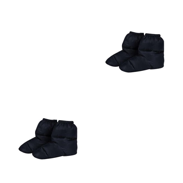Bearachild Botas de pantuflas térmicas de plumón de nailon para invierno, botas cálidas ligeras para hombres y mujeres, calcetines para Negro Tamaño M 2Conjunto