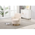 thumbnail image 3 of Swivel Accent Chair, Velvet Barrel Chair with Round Golden Base and Ergonomic Backrest, Comfy Armchair for Living Room Bedroom Apartment, Beige, 3 of 7
