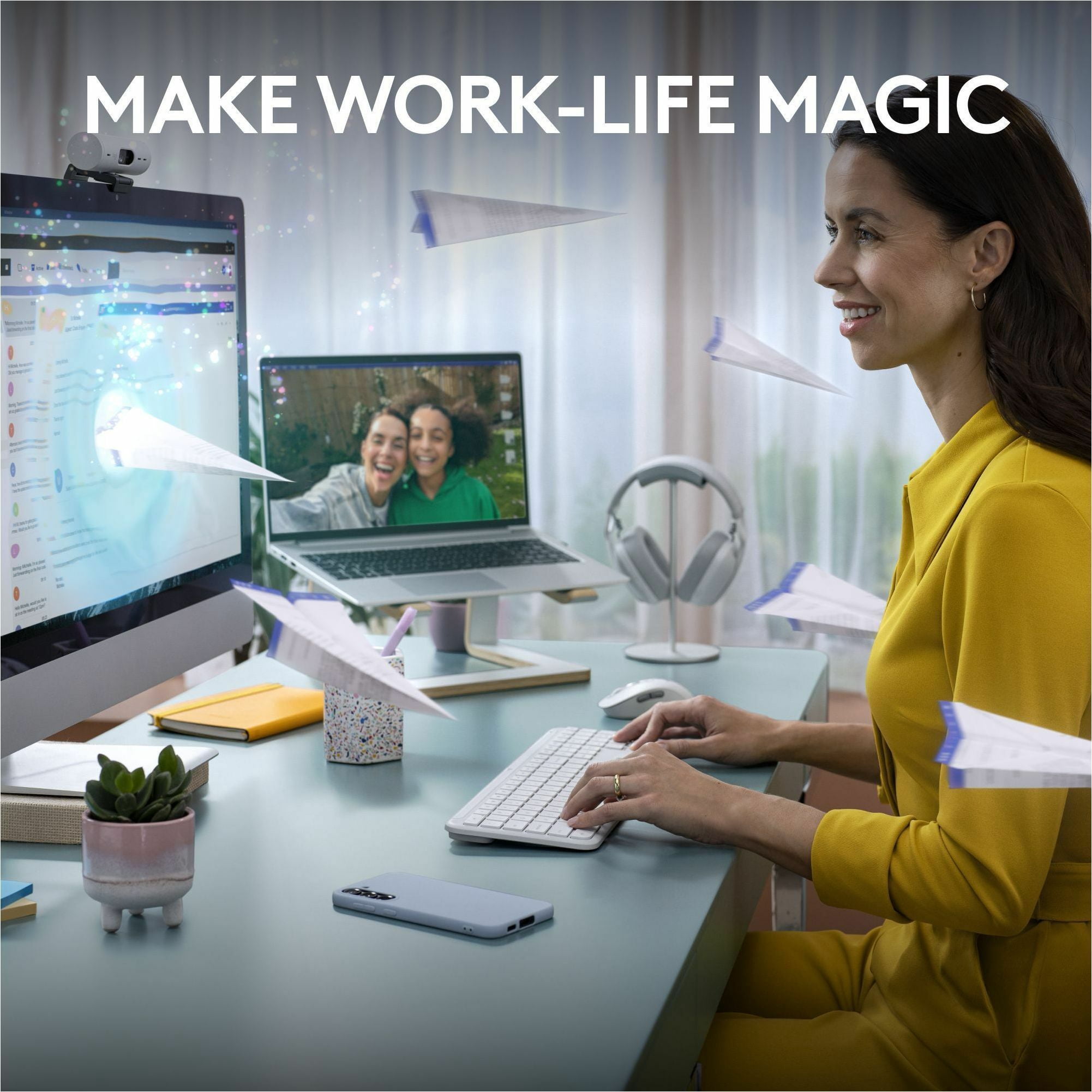 Logitech Signature Slim K950 Wireless Keyboard, Sleek Design, Switch Typing Between Devices, Quiet Typing, Off-white