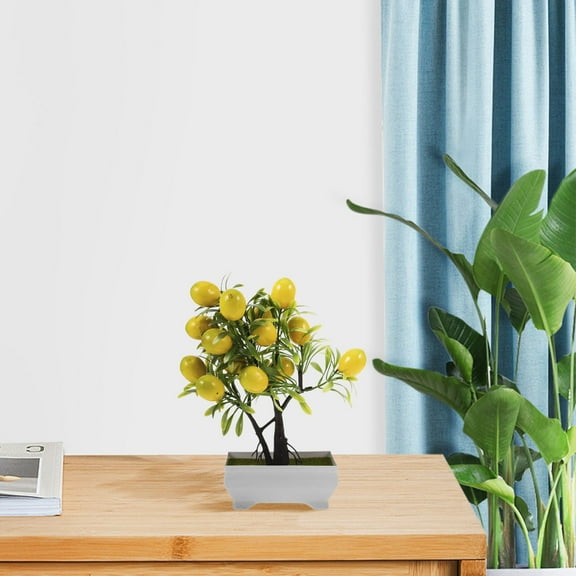 MLINS Faux Lemon Bonsai Tree Artificial Potted Plant for Home Decoration Desktop Assorted Color 1 Piece