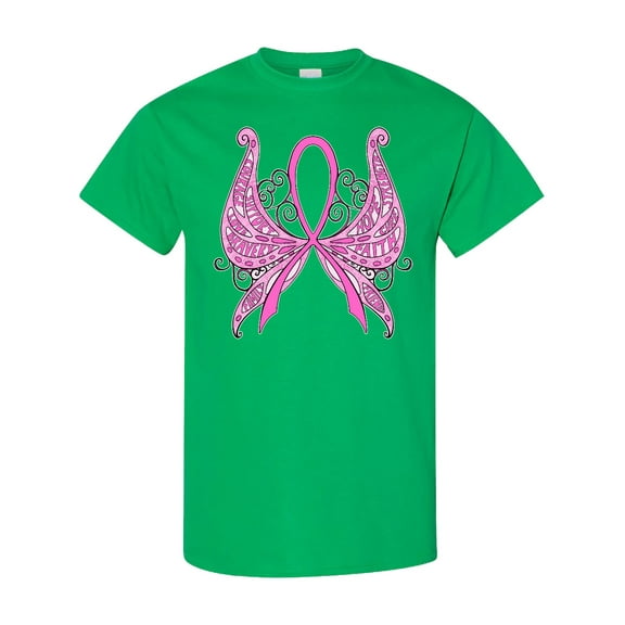 Inktastic Breast Cancer Awareness with Butterfly Ribbon Words T-Shirt