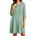 thumbnail image 6 of QUNYINEY Casual Summer Dresses for Women Plus Size Midi 3/4 Sleeve A Line Dress Embroidered with Pockets Solid Crew Neck Loose Fit Dresses, 6 of 6