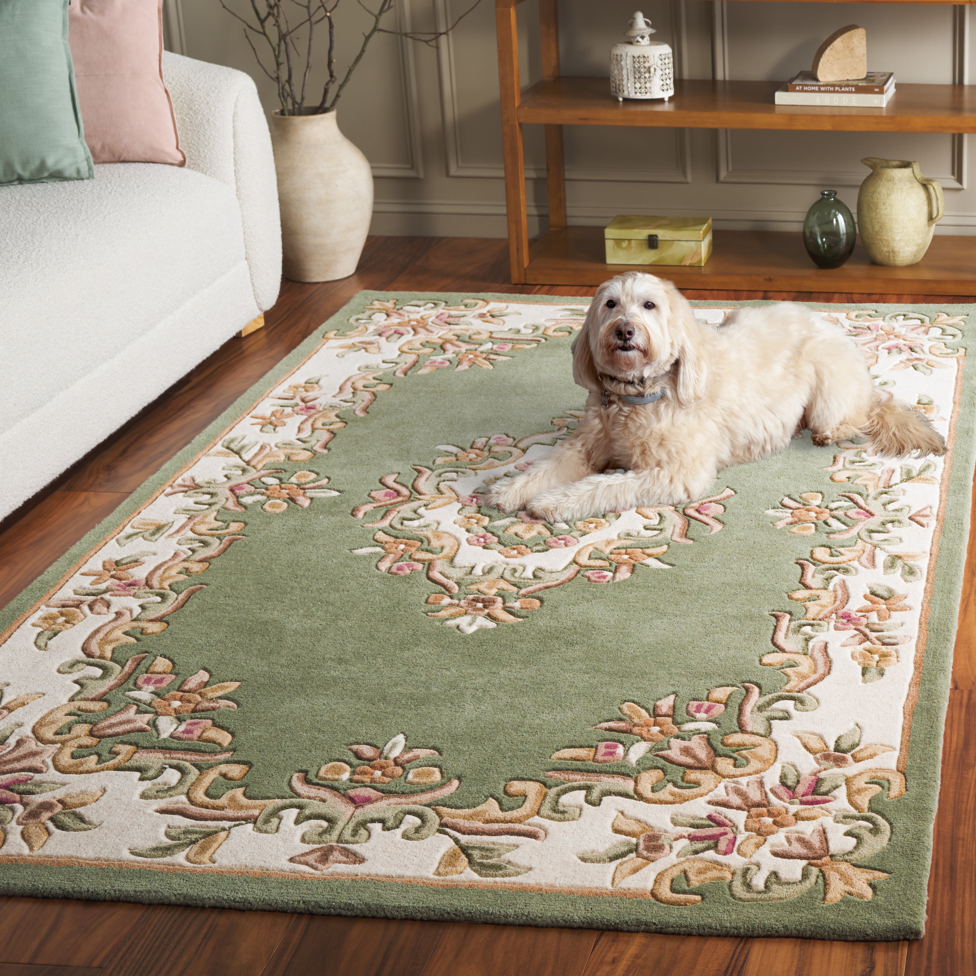 SAFAVIEH Aubusson Albus Medallion Area Rug, Rust/Ivory, 6' x 9