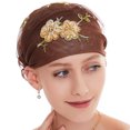thumbnail image 2 of Coofit Turban Headwrap Embroidered Flower Elegant Soft Beanie Headwrap Hair Cover Wrap, 2 of 10