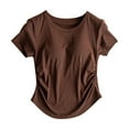 thumbnail image 2 of Crop Tops for Women Cute Trendy Basic Tight Rounk Neck Blouse Short Sleeve Crop Tops Flash Picks, 2 of 4