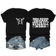 thumbnail image 1 of YDLCAFD T-Shirt Femme Mode Décontractée Imprimé Col Rond Manches Courtes, 1 of 2