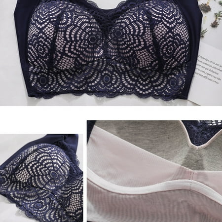

CHAMAIR Lace Sports Sleep Vest Bra Breathable Powerful Lifting Bra Hollow Lace Plus Size