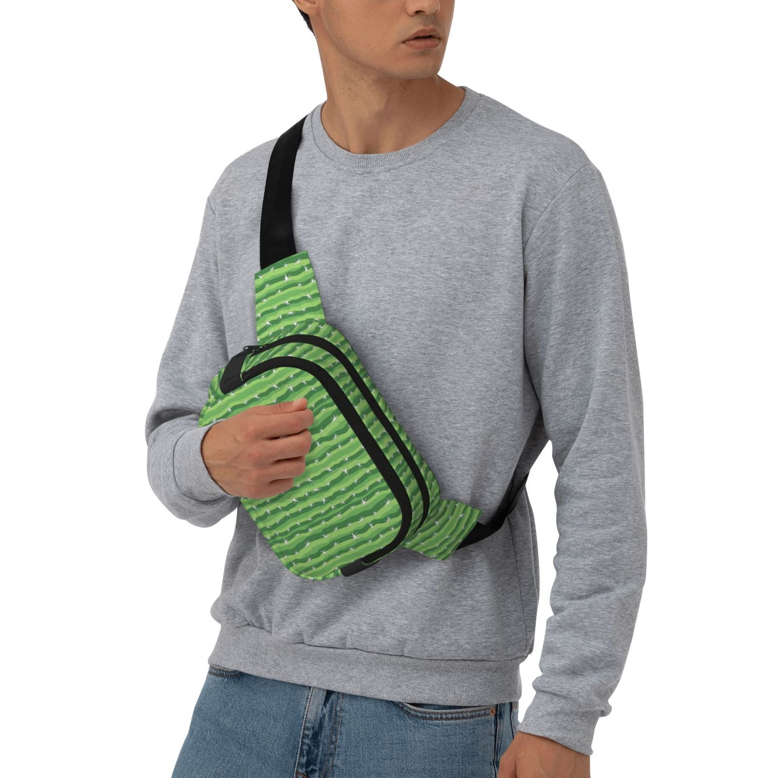 Picia Cactus Print Square Double-Layer Waist Bag Mini Adjustable Waist Belt Bag Exercise Running Travel Hiking