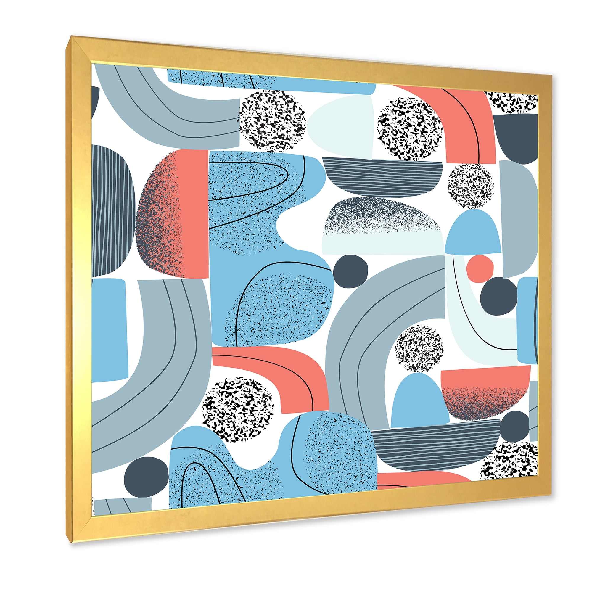 Designart 'Retro Shapes With Abstract Moons and Suns II' Modern Framed Art Print