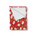thumbnail image 2 of Japanese Cat Soft Flannel Fleece Throw Blanket, Cat Luck Signs Sen Man Ryou Coins Mellow Eyes, Cozy Plush for Indoor and Outdoor Use, 50" x 70", Vermilion Mustard White, by Ambesonne, 2 of 5