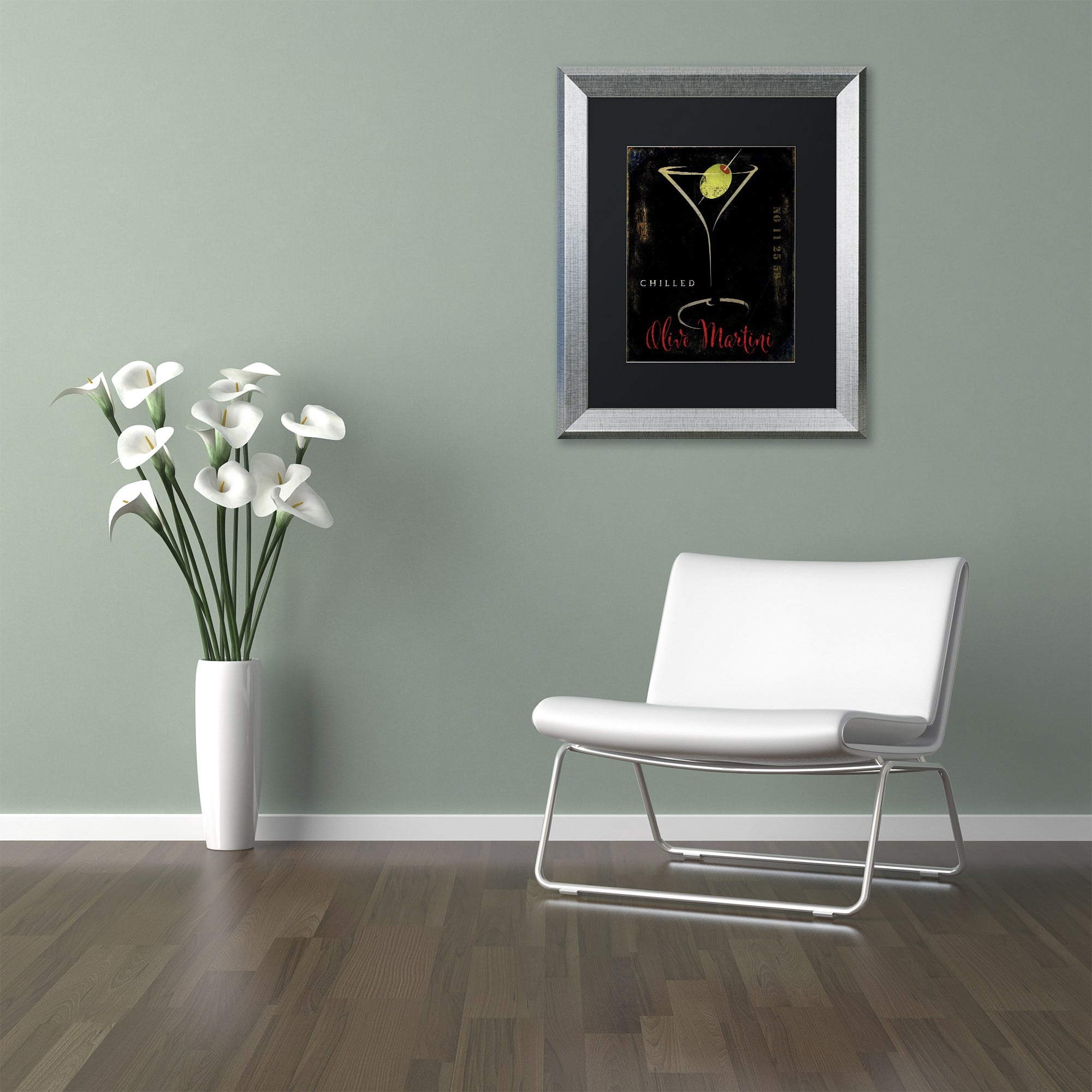 Trademark Fine Art "Olive Martini II" Canvas Art by Color Bakery, Black Matte, Silver Frame