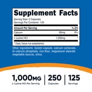 Nutricost L-Lysine 1000mg Supplement, 250 Capsules - 500mg per Capsule