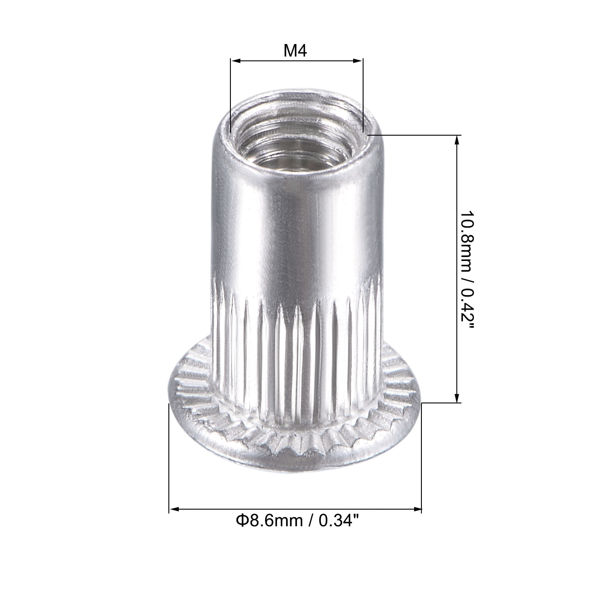 Metric A2 Stainless Steel Knurled Reduced Head Riv Nuts 