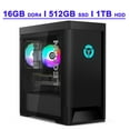 thumbnail image 1 of Lenovo Legion Tower 5 Premium Gaming Desktop AMD Octa-core Ryzen 7 5700G Processor 16GB DDR4 512GB SSD + 1TB HDD Nvidia GeForce RTX 3060 Ti 8GB Graphic USB-C DisplayPort RGB Airflow Win11 Black, 1 of 5