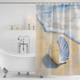 thumbnail image 2 of Coastal Shell Shower Curtain Set - Standard 72" x 72" Washable Bathtub Curtain with 12 Hooks, Blue Yellow Summer Beach Nautical Ocean Waterproof Fabric Stall Shower Curtains for Bathroom Décor, 2 of 6