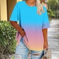 thumbnail image 2 of Jacenvly Hauts pour Femmes Tendance Liquidation T-Shirt de Base pour Femmes Grande Taille Col Rond Manches Courtes Printemps/été T-Shirt Haut Femmes Hauts Soldes, 2 of 7