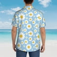 thumbnail image 6 of Balery Daisies Flowers Print Men's Hawaiian Shirts Short Sleeve Beach Shirt Relaxed Fit Vacation Button Down Shirts-Small, 6 of 9