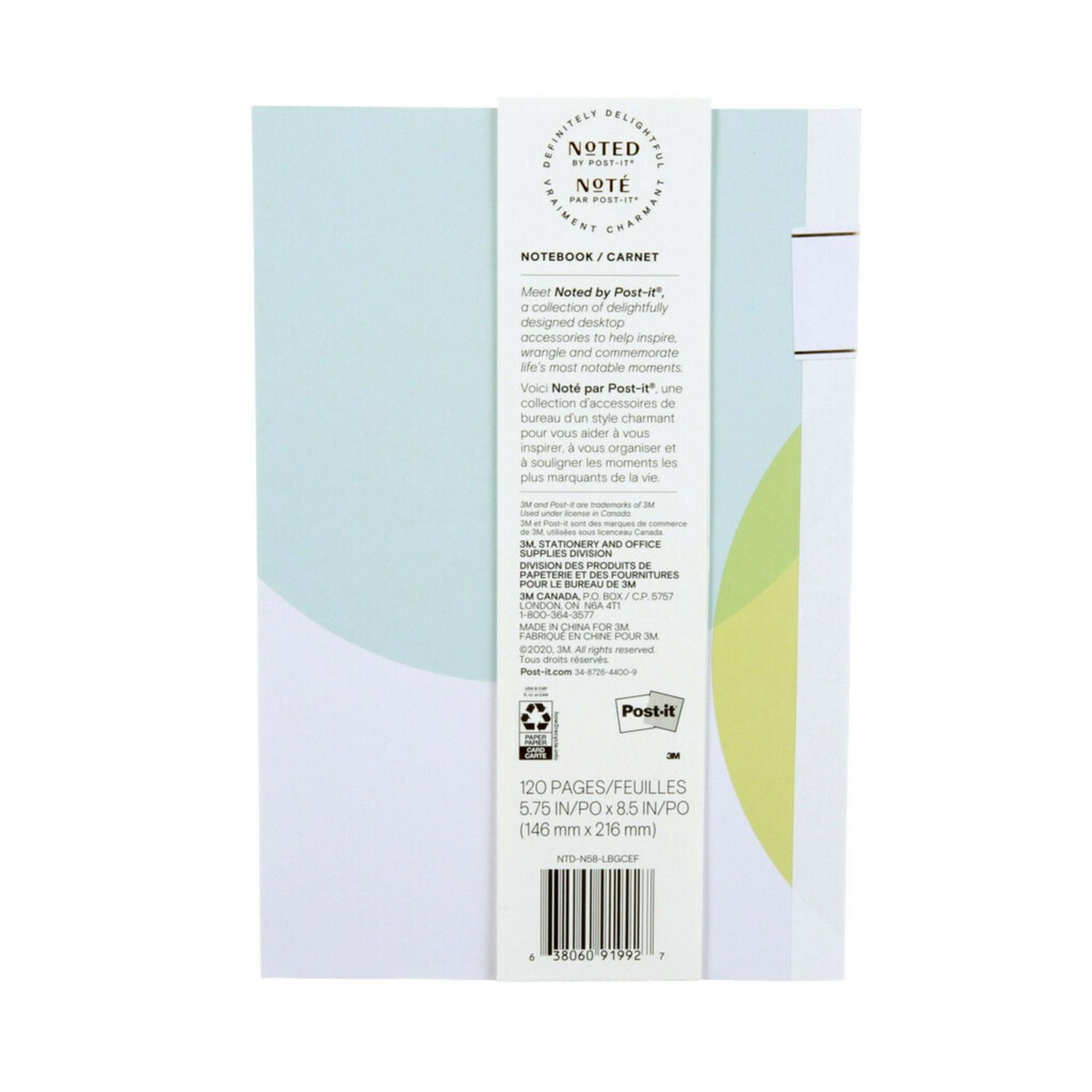 Carnet de notes, Noté par la marque Post-it®, cercles bleus et verts, 5,75 po x 8,5 po Carnet de notes NTD-N58-LBGCEF