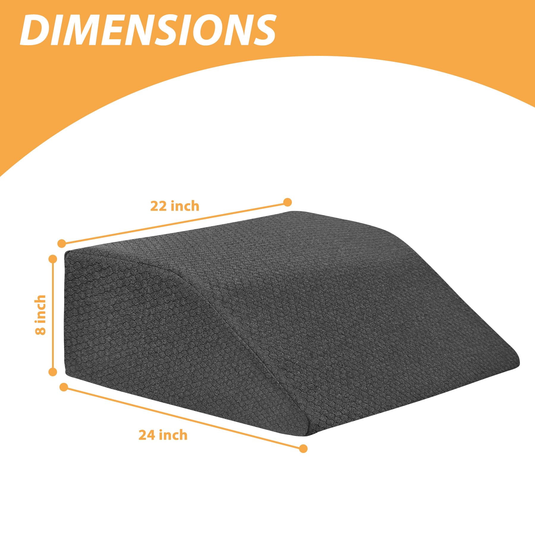 Leg Elevation Pillows  For Sleeping Gel Memory Foam Top Wedge Pillow Wedges After - Removable Cover (8 Inch Black)