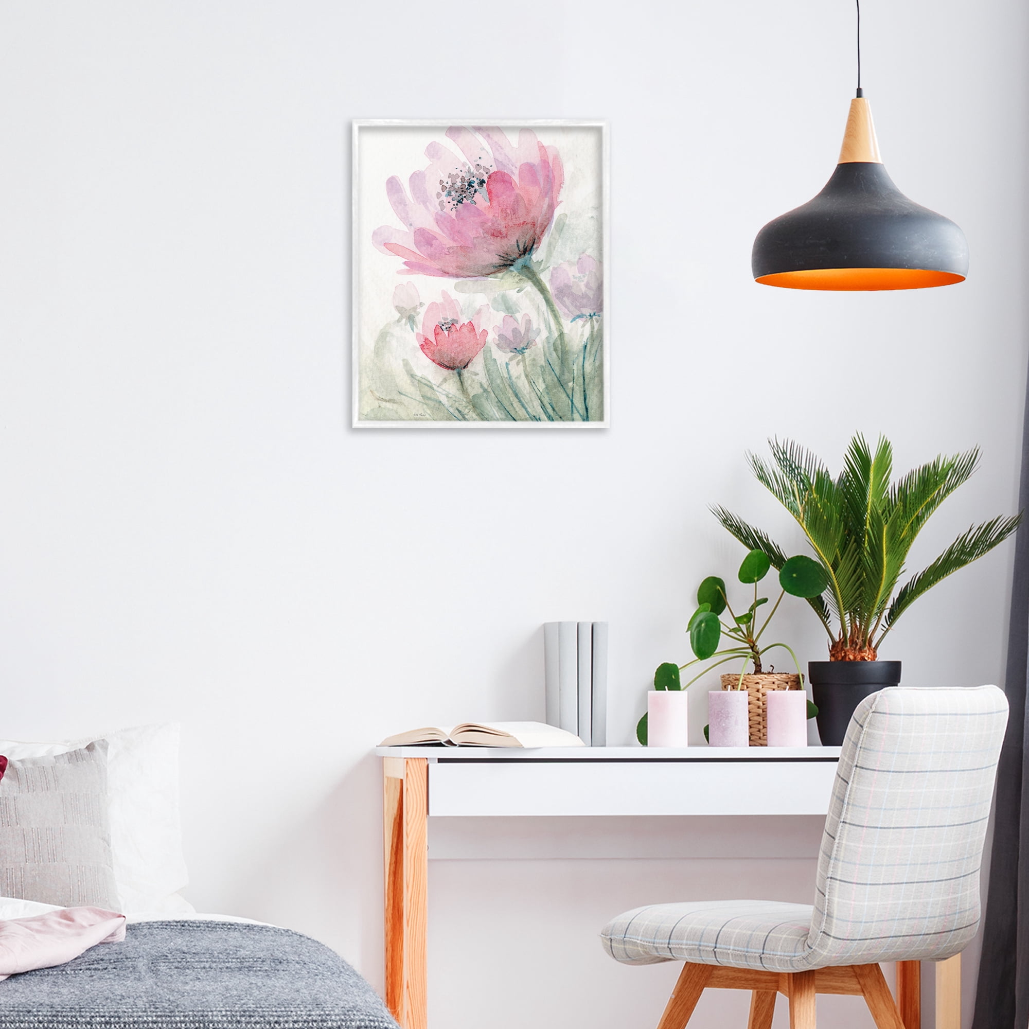 Stupell Industries Pink Flower Blossoms White Framed Giclee Art, design by Patti Bishop