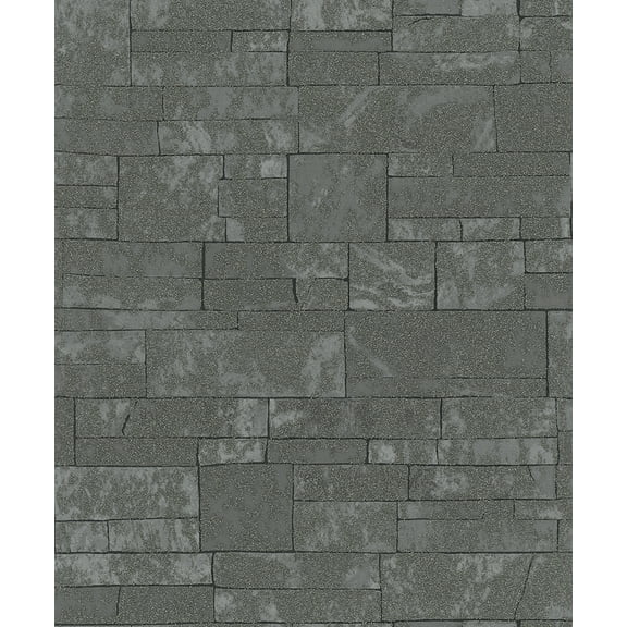 Marburg Hernando Charcoal Stones Wallpaper, 20.9-in by 33-ft, 57.48 sq. ft.