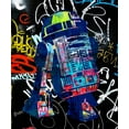 thumbnail image 4 of Stephen Chambers 15x17 Gold Ornate Wood Framed With Double Matting Wall Art Titled - R2D2 Graffiti, 4 of 6