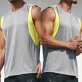 thumbnail image 6 of Hemlock Mens Summer Swim Shirts Sleeveless Workout Tank Top,Solid Color Combination Quick Drying Vest Men Relaxed Breathable Leisure Fitness Running, Gray XL, 6 of 8