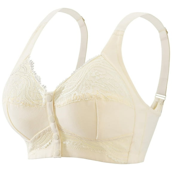 FHTECO Front Closure Bras for Women No Underwire Plus Size Wireless Comfortable Cotton Sleep Bra for Older Womens Bras