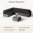 thumbnail image 6 of Patio Furniture Set - All-Weather - 7 Piece Patio Outdoor Conversation Set, Modular Wicker Rattan Sectional Sofa for Backyard, Garden, Poolside, Balcony, Porch, Patio, Black/Black, 6 of 7