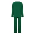 thumbnail image 3 of MuZeFu Pajamas for Women Set 2 Piece Long Sleeve Women's Solid Color Casual Long Top Pants Pajama Set Green XL, 3 of 4