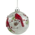 thumbnail image 4 of Northlight Cardinals and Faux Gems Glass Ball Christmas Ornament - 4.75" (120mm) - Red, 4 of 6