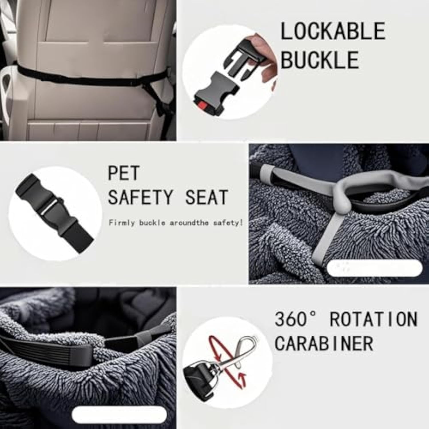 Car Bed Travel Safety Kit, Car Seat Calming Dog Bed with Safety Straps, Ultra Soft Comfort Durable Orthopedic Dog Beds for Small Medium Dogs