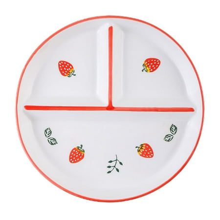 

Qeeadeea Hand-painted Fruit Patterns Portion Control Plate Divided Plates 10inch Cute Ceramic Portion Control Plate For Weight Loss-strawberry-10 inch