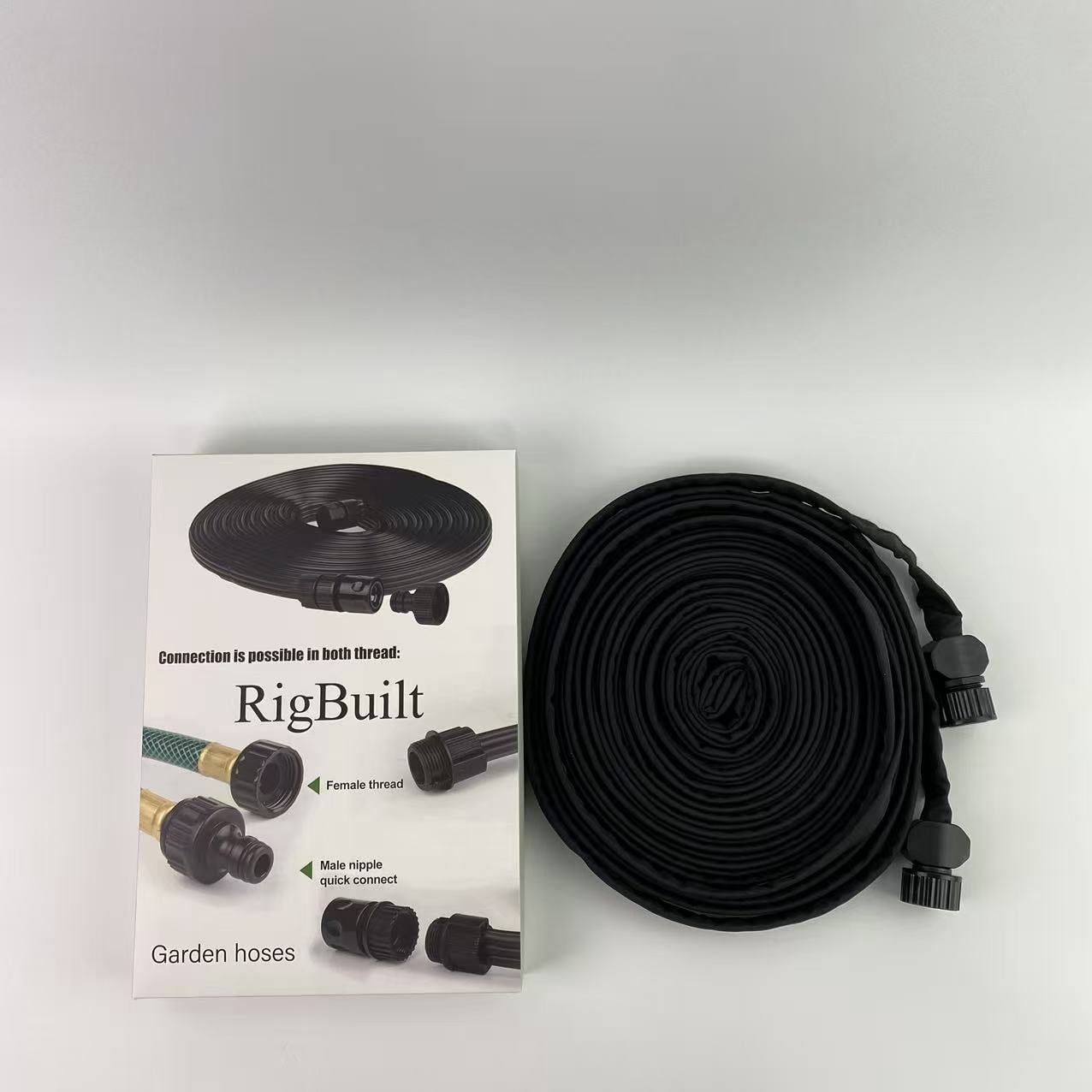 RigBuilt Garden hoses, not of metal,Flat Soaker Hose for Garden Bed,25 50 75ft 50ft*2 1/2" Linkable Consistent Drip Irrigation (50FT)