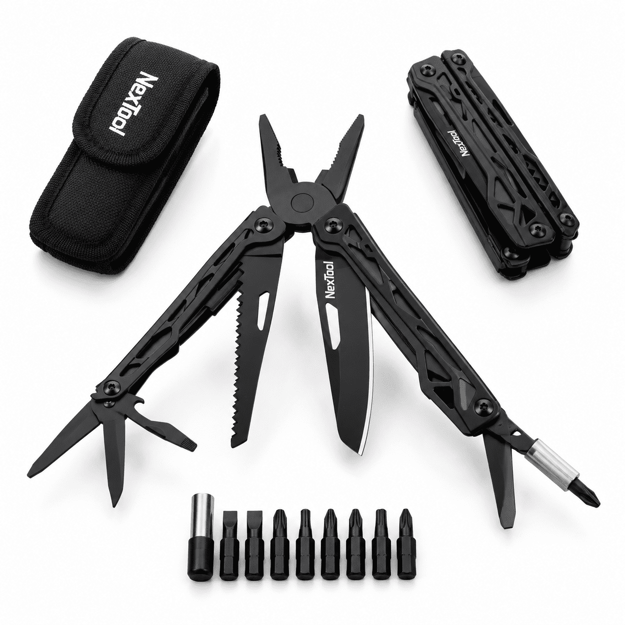 Black Knight Full Size Multitool with 11 Functions for Camping and Everyday Use