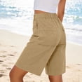 thumbnail image 6 of Pxxlle Knee Length Shorts for Women with Pockets Casual Summer High Waisted Work Office Shorts Business Dress Wide Leg Shorts Khaki M, 6 of 9