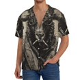 thumbnail image 3 of Fotbe Vintage Ram Pilot print Short Sleeve Button Down Shirts for Men Casual Summer Beach Wrinkle Free Shirt-3X-Large, 3 of 7