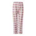 thumbnail image 6 of MVRLSH Lounge Pajama Sets for Women Plaid Print Lapel Button Long Sleeve Two Piece Loose Casual Sleep wear Summer Soft Comfortable Top Pink - M, 6 of 6