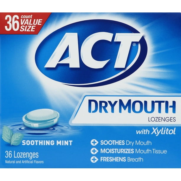 ACT Dry Mouth Xylitol Mint Lozenges, 36ct