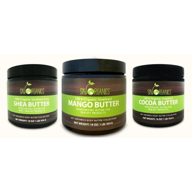 Body Butter Variety Pack of 3 (ea 16oz) Shea Butter, Cocoa Butter