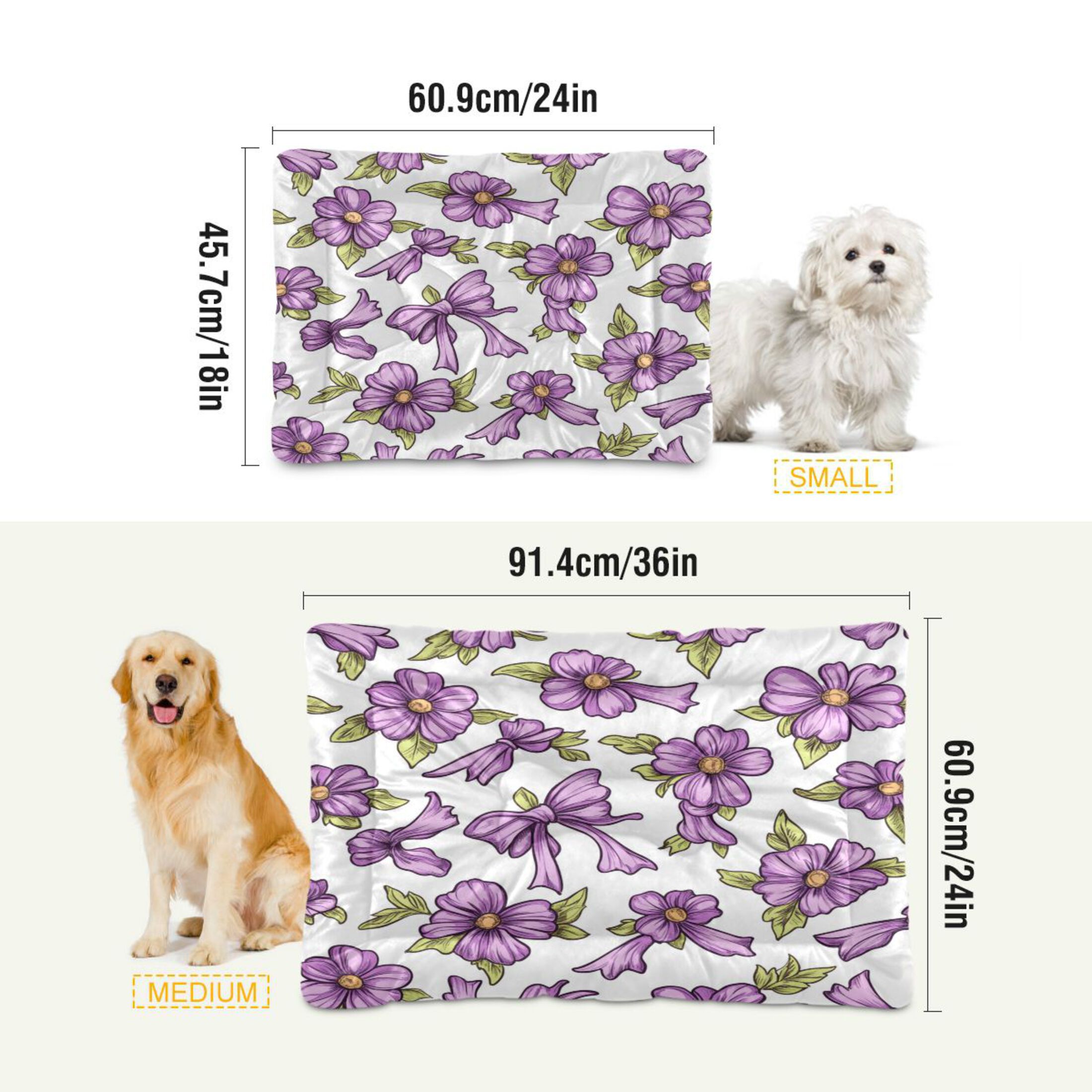 Qxltty Lavender Flowers Pattern Ped Pad Wear-resistant and Hard to Bite Through Sleeping Pad for Small Medium Large Dogs Winter Pet Bed 36×24in
