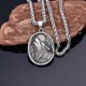 thumbnail image 3 of Collar con colgante de lobo de acero inoxidable de la mitología nórdica vikinga y runa de Odín, joyería para hombre, 3 of 5