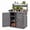 Gray, variant on Biotree Potting Bench Workstation with Stainless Steel Top, Wood Garden Work Table with Removable Shelves and Storage Cabinet for Yard, Gray