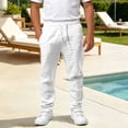 thumbnail image 5 of Kiijoy Boys Linen Pants Elastic Waist Summer Pants Casual Lightweight Slacks, White, Sizes 9-10, 5 of 5