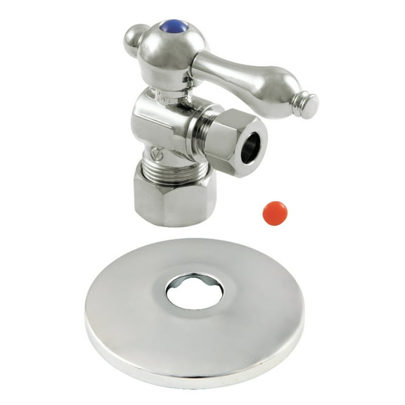Kingston Brass CC53301K 5/8" OD Comp x 3/8" OD Comp Quarter-Turn Angle Stop Valve with Flange, Polished Chrome