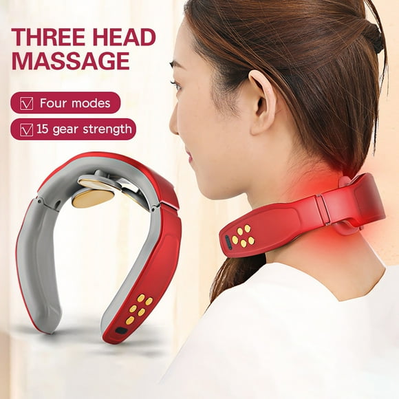 Hovilon Portable Heated Neck Massager,Intelligent Neck Massager with Heat,4 Modes 15 Levels Cordless Deep Tissue Trigger Point Massager,Christmas Happy New Year Gift for Women Men