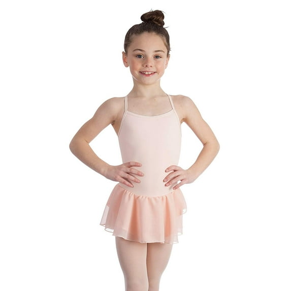 Elowel Kids Girls Basic Skirted Camisole Leotard Nude Pink Size 12-14