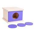thumbnail image 1 of Caja de madera para la permanencia de objetos, caja de madera para combinar formas, juego de actividades, juguete sensorial púrpura, 1 of 9