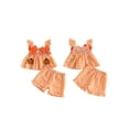 thumbnail image 2 of RUINIXCW Toddler Bbay Girl Halloween Outfits Toddler Girls Summer Fall Clothes Pumpkin Ghost Bat Embroidery Plaid Gingham Fly Sleeve Shirt Tops Shorts Set, 2 of 9